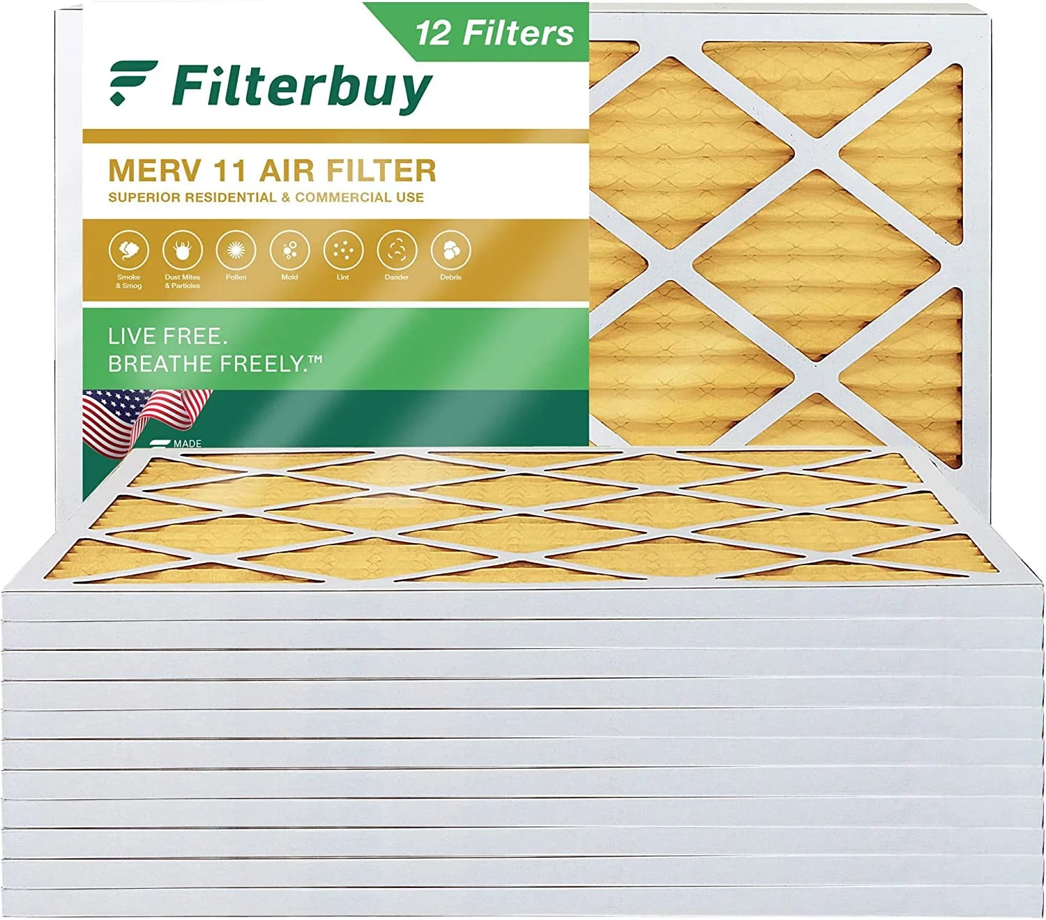 Pleated MERV 18x24x1 Furnace AC 11 Air (12-Pack) Filters HVAC Filterbuy