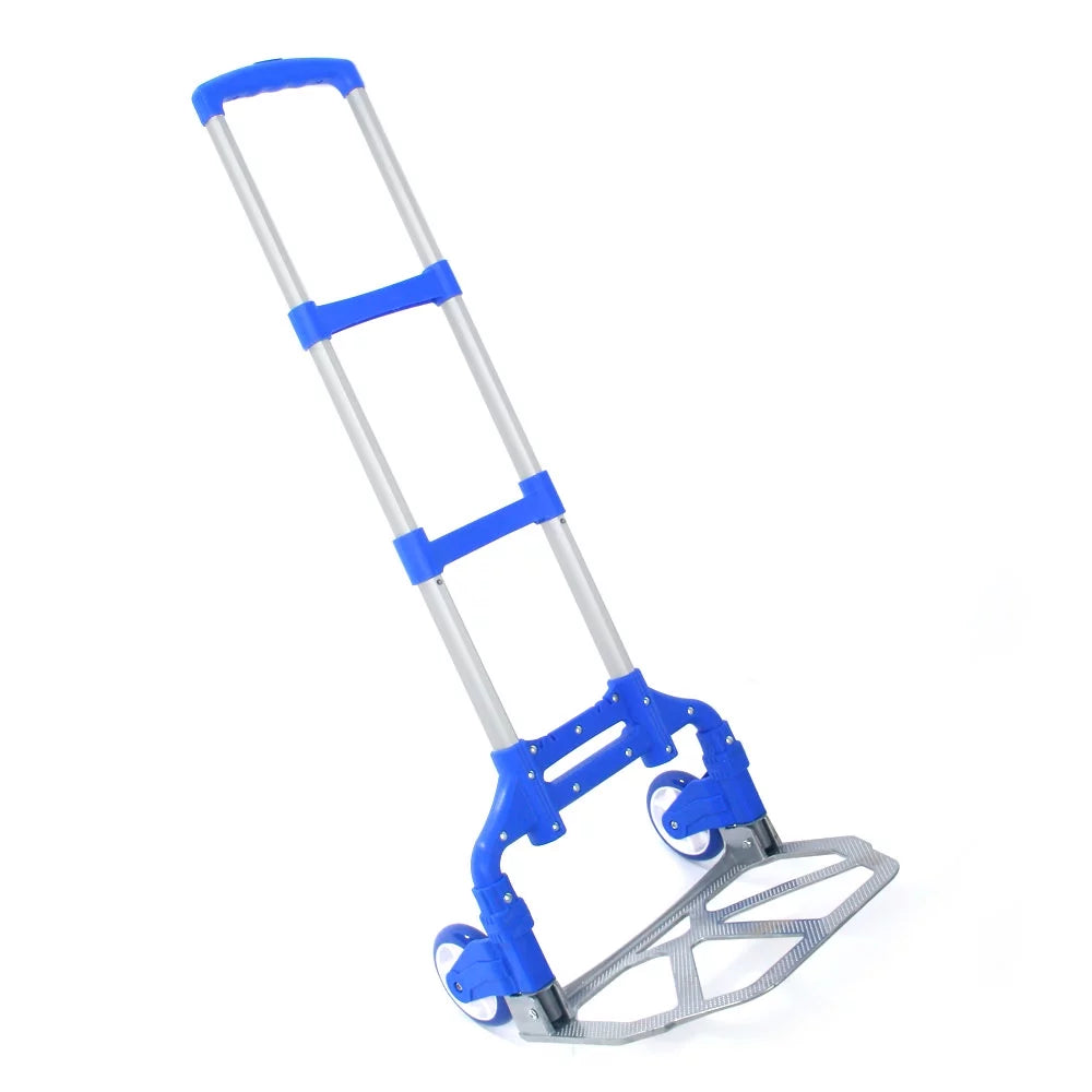 Cart with Heavy-Duty Hand Dolly, and Aluminum 165 Truck Handle Truck, Folding QEEK Folding Hand Trolley Rubber Portable Telescoping and Blue Capacity Luggage Hand Wheels, Cart, lb