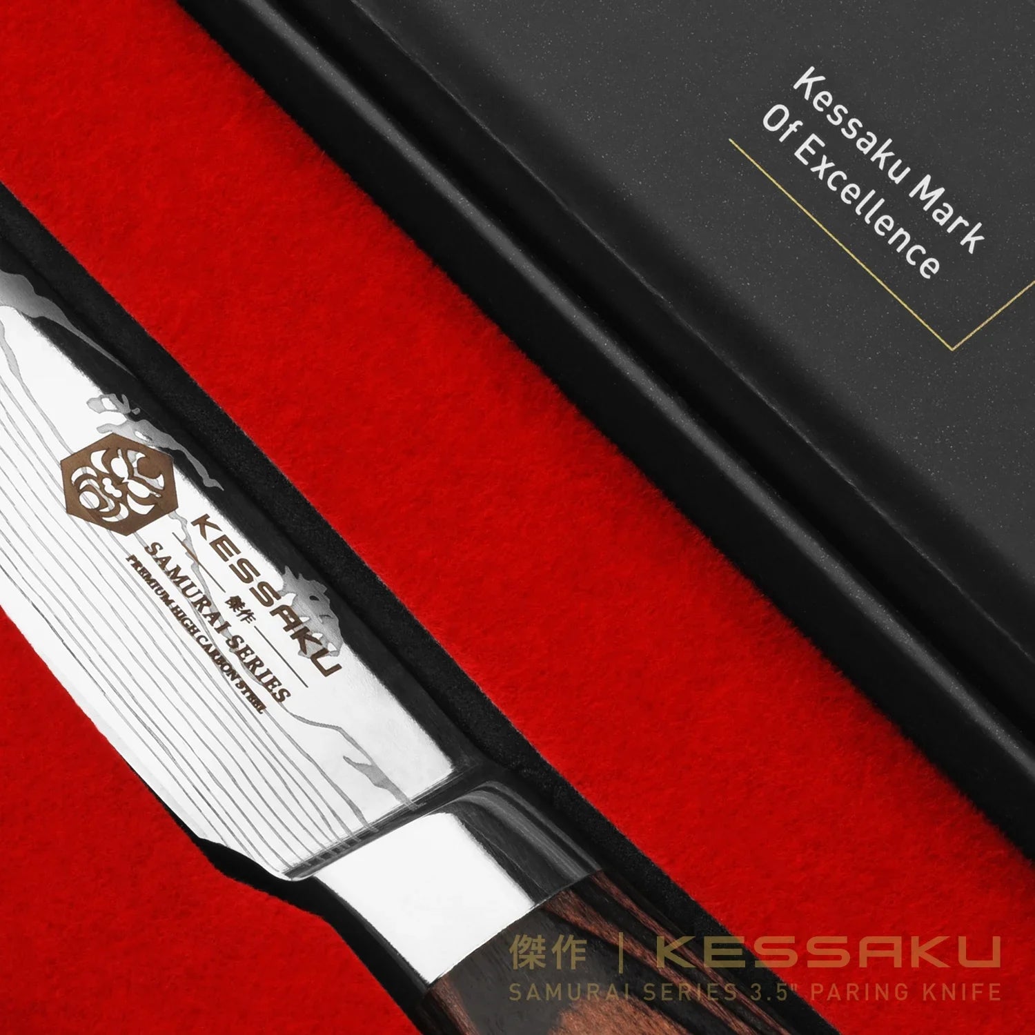 3.5-Inch Forged Bird's Paring 5.5-Inch & Knife 7Cr17MoV Samurai Steel 2.75-Inch Kessaku Set - Guards - High Handle Pakkawood - with Series Beak Blade Carbon Utility Stainless Tourne &
