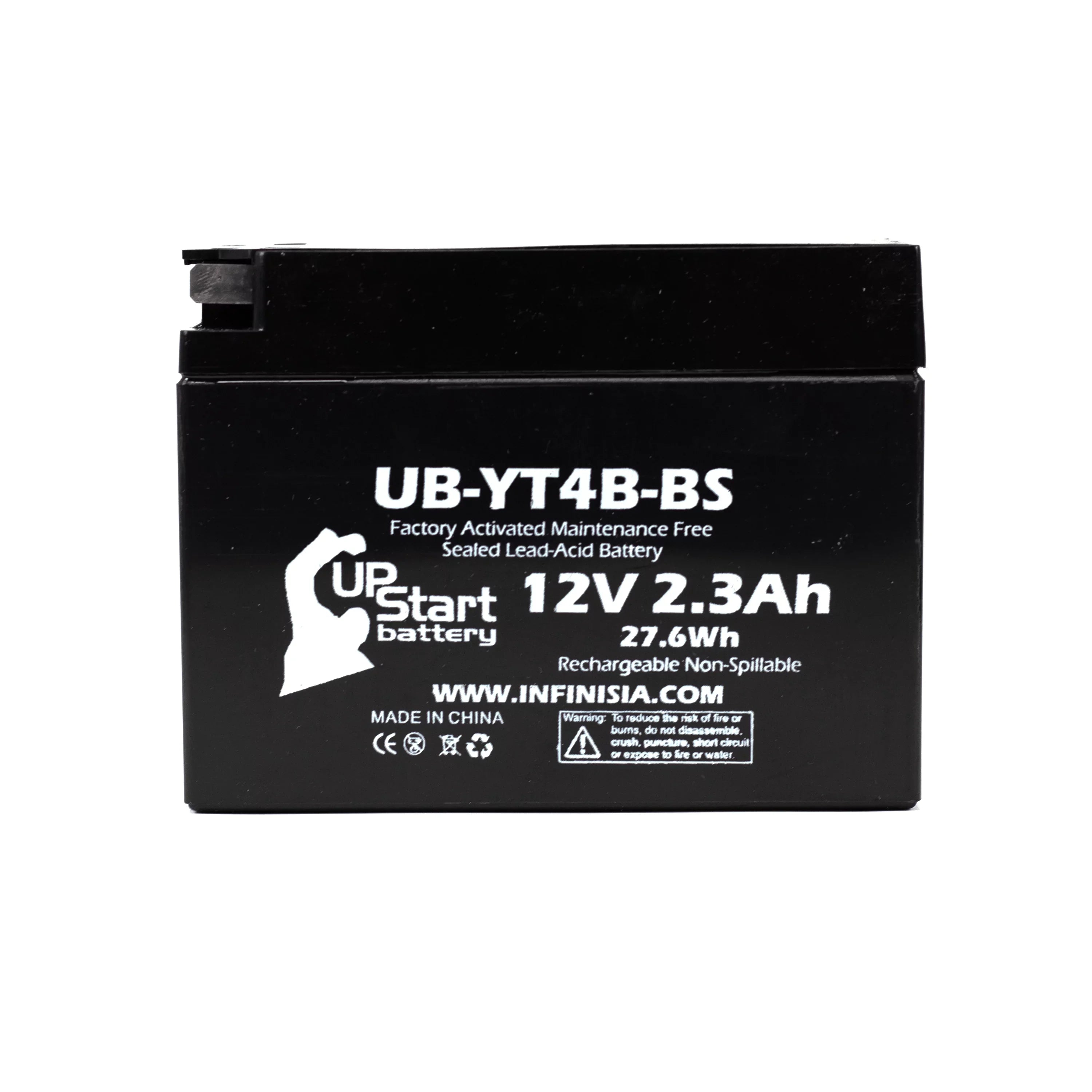 Battery Replacement Motorcycle 2009 SR400 Battery UB-YT4B-BS - Activated, 12V, UpStart Maintenance Free, 2.3Ah, Yamaha 400CC Factory 2-Pack
