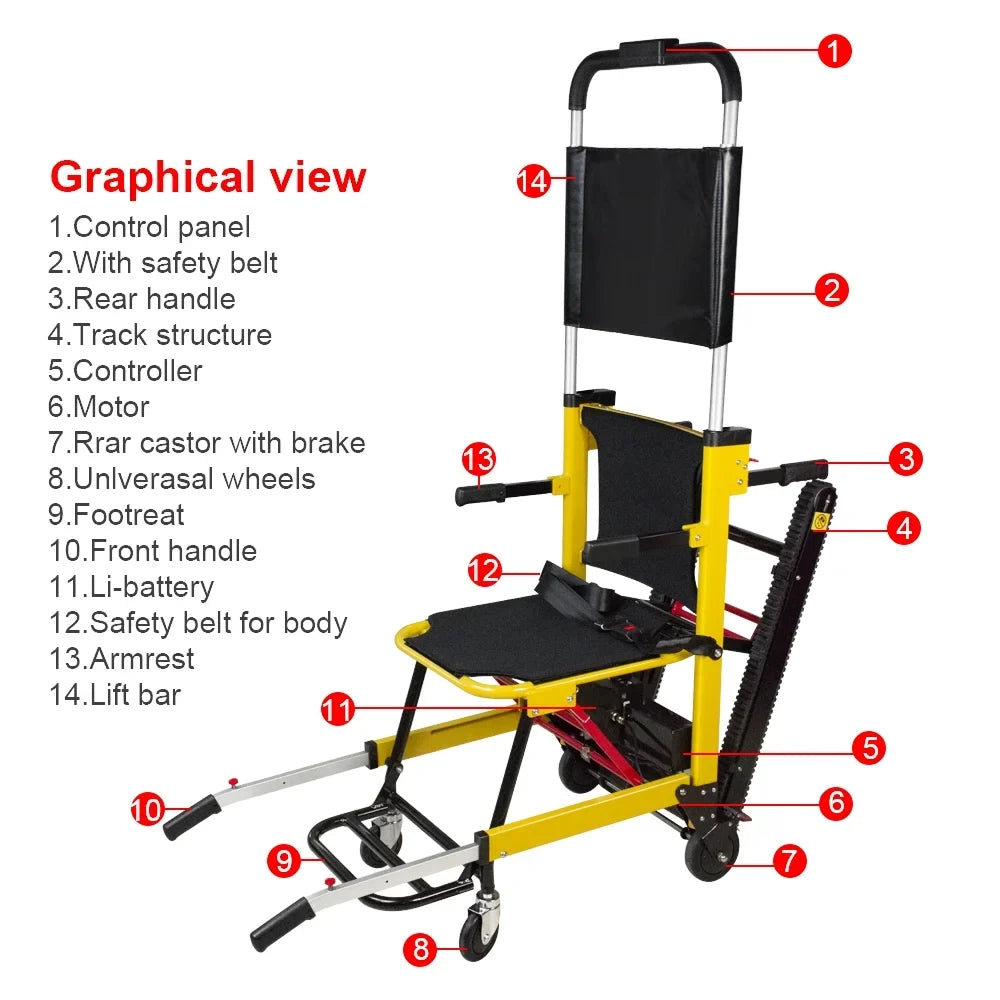 Electric Stair Motorized Climbing Elderly Chair Lifting Assist Chair Wheelchair, Elderly Stair