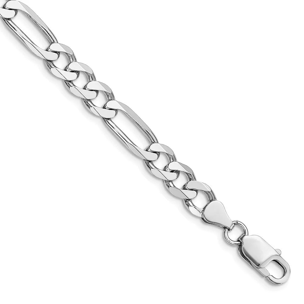 Silver Figaro Bracelet for Plated 925 7.5mm Women Sterling Rhodium inch Auriga 8