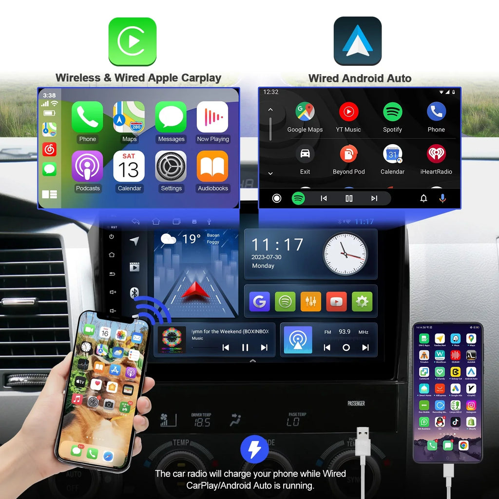 Screen Car Din Tundra Auto IPS Touchscreen Car Android inches Support & 2007-2013 Camera FM GPS Stereo & Sequoia 2008-2018 with Carplay Android Double 2+32G Backup Toyota BT 10 Radio for 10.1 Navi
