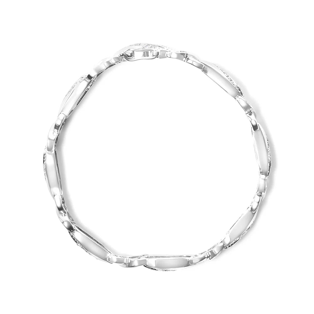 Haus Bracelet Tennis - Color, X Cttw Brilliance Sterling Clarity) .925 1 Clasp Box I3 (I-J 7" Silver of Link Round and cut Womens 3/4 Wave Diamond