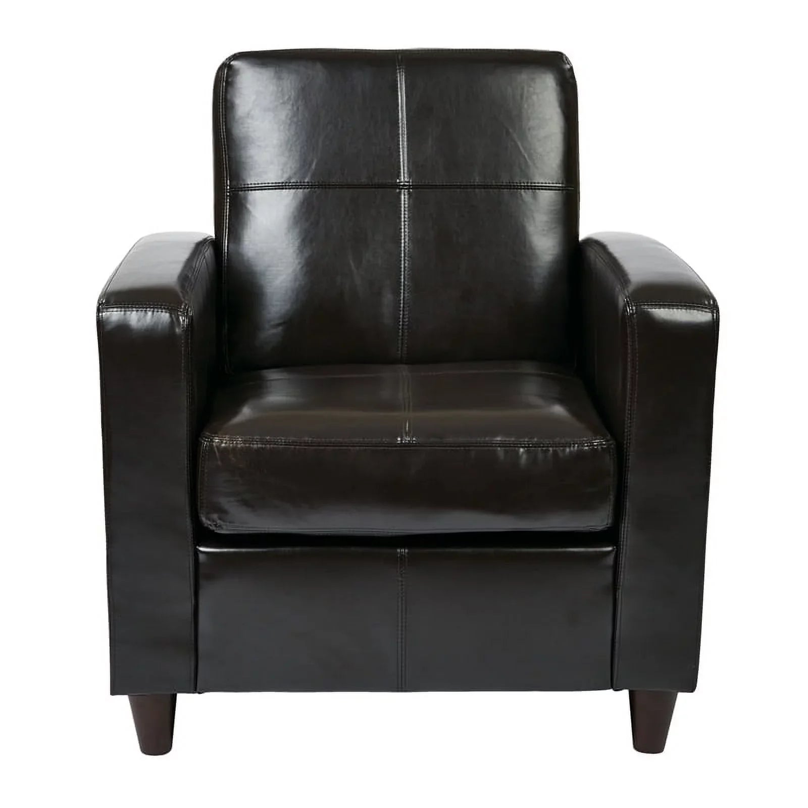 in Designs Transitional Upholstered 18'' Faux Atlin Club Espresso Chair Leather