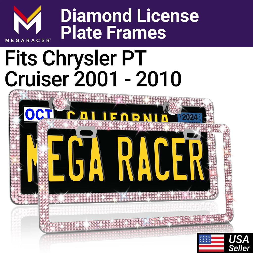 Plate Sparkly Frame Chrysler 01 PT - 2001 - Holes 10 2010 Bling Racer Cruiser Cruiser Chrysler Mounting Screws, Diamond PT Mega with Pink License Rhinestones, Car Plate License Frames 2