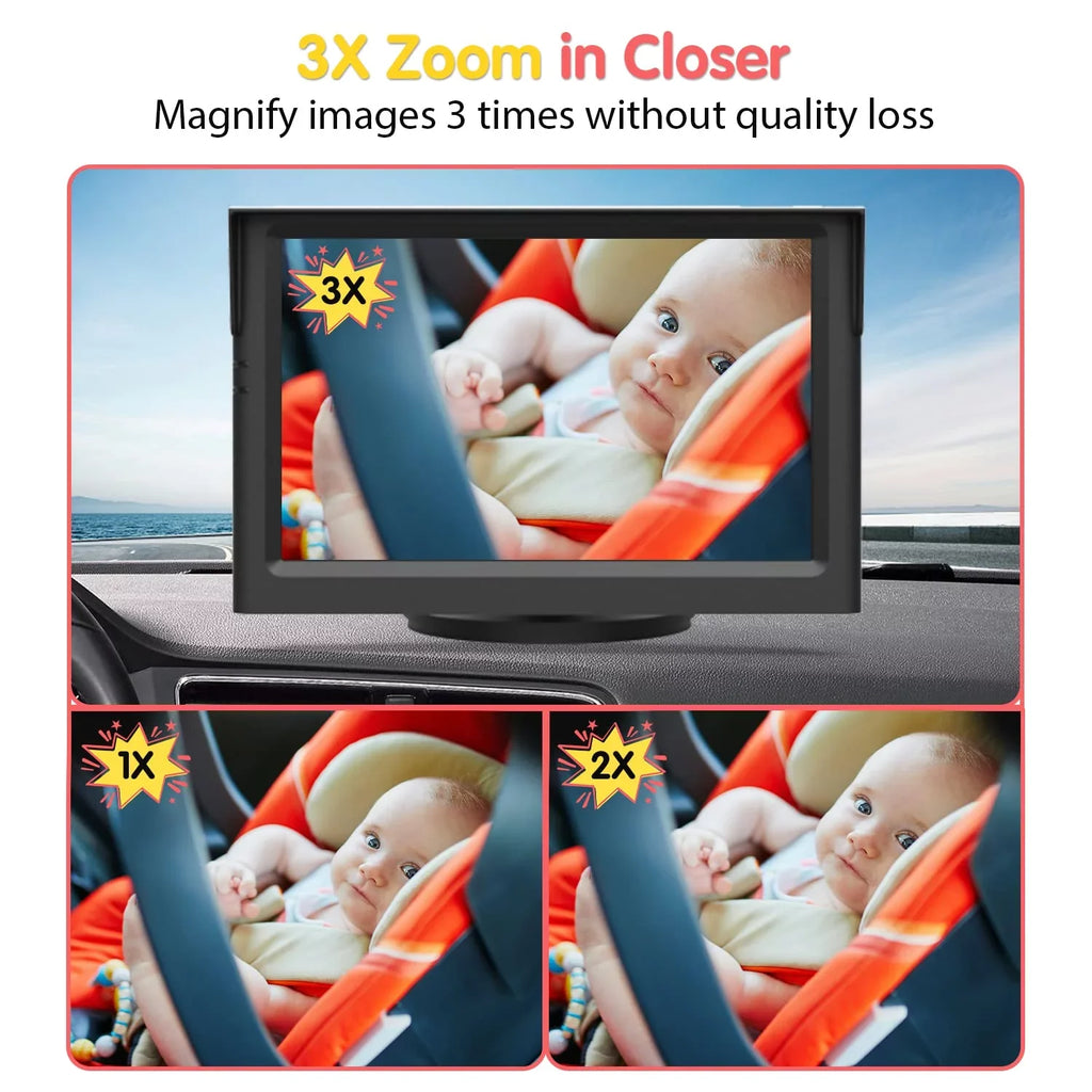 Baby HD Observing Safety Luckview Children Monitor Zoom Car Night Back While 3X for Seat Car Rear Car Driving Baby Seat Monitor Car Camera Vision, Facing Camera Baby Baby Camera