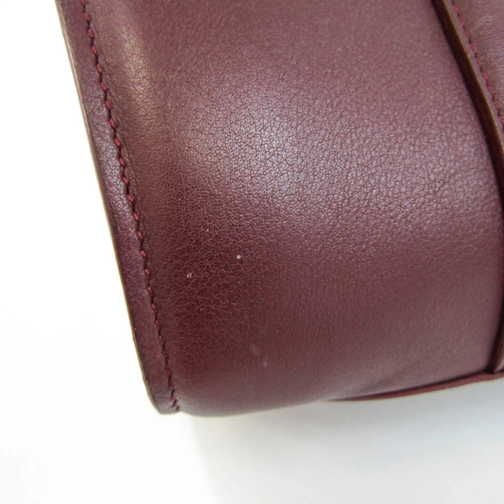 Bag Pre-Owned Tote Cabochon (Good) Cartier Women's Bordeaux Leather