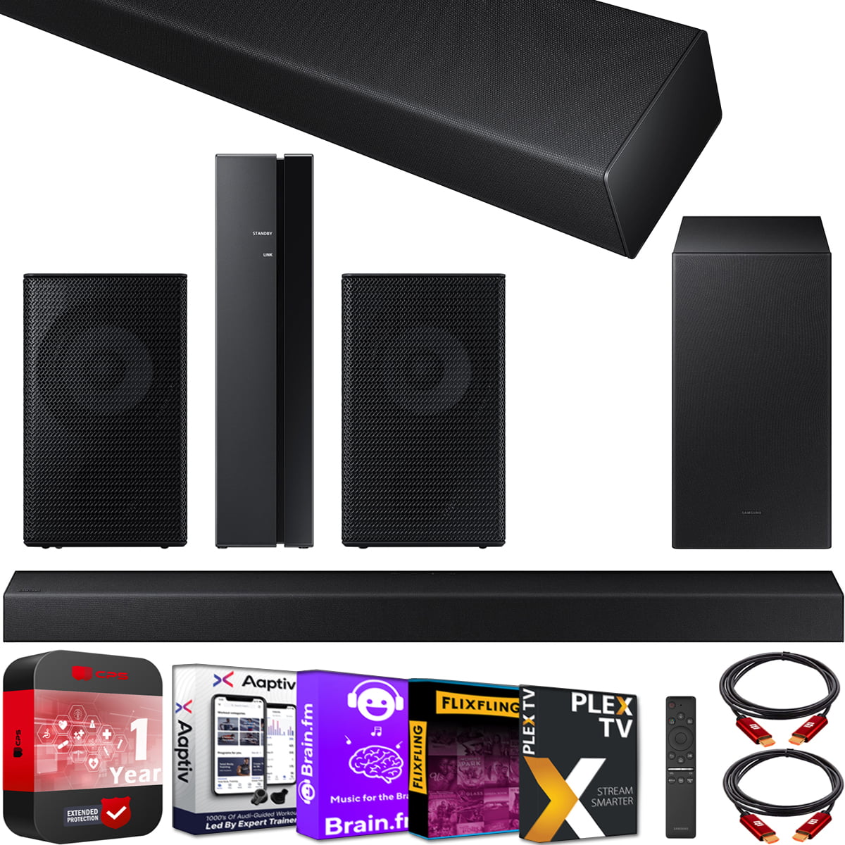 HW-A450/ZA Coverage Subwoofer Bundle Gear Cables + Kit Theater Audio Deco 2ch + + Wireless HDMI + 2021 Swa-9100S Sound Surround 4.1ch Soundbar Speaker Dolby 2 2.1ch Samsung Rear Home HW-A450 Extended
