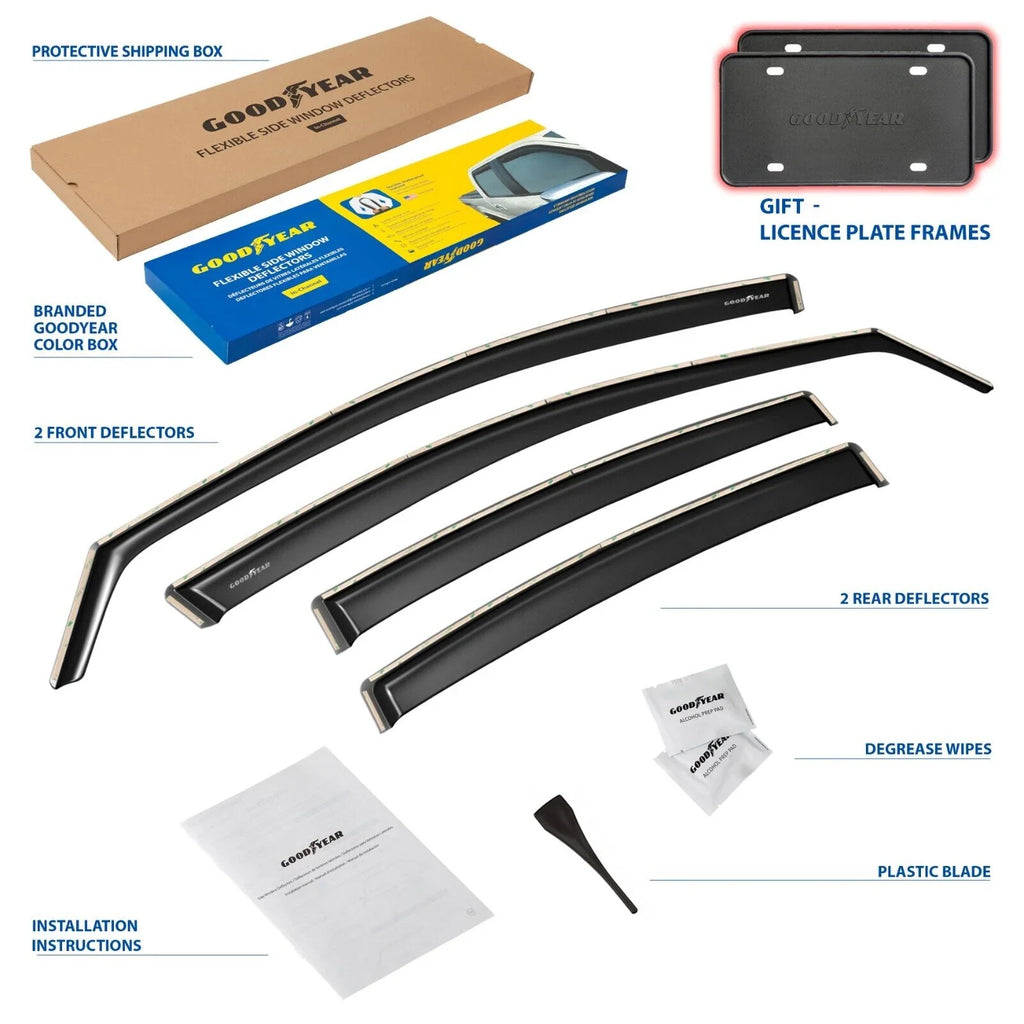 pcs for Guards, - GY003459LP Deflectors Window Accessories, 2017-2020, Visors Rain 4 Hyundai for Vent Window Car Shatterproof Goodyear Deflector, Elantra Cars, in-Channel