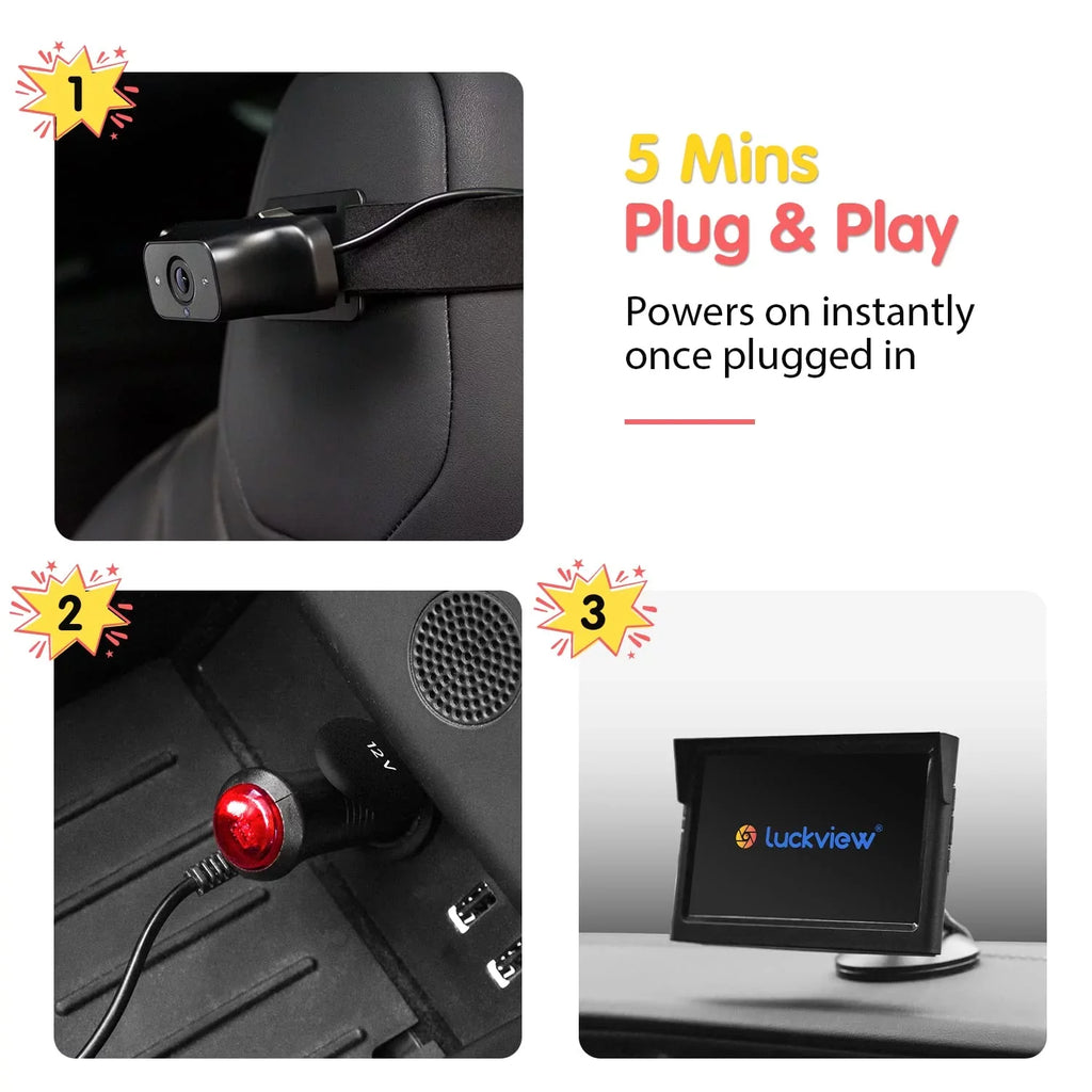 Baby HD Observing Safety Luckview Children Monitor Zoom Car Night Back While 3X for Seat Car Rear Car Driving Baby Seat Monitor Car Camera Vision, Facing Camera Baby Baby Camera