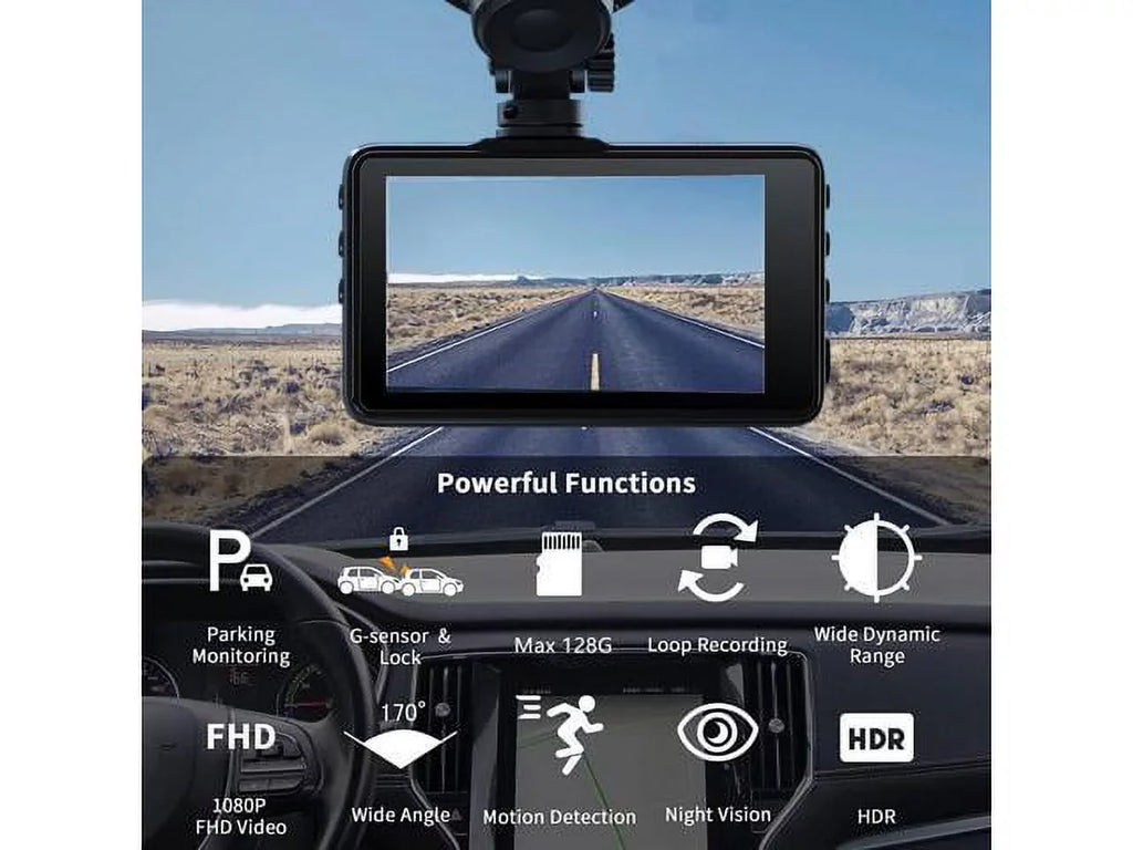 170° 1080P LCD Motion Cam Dashcam Detection, Display, G-Sensor, Wide Camera Full Mode, 3" Mounting Night WDR, Angle Vision, Cars Dash Options, HD, Video with Recorder Parking 2 On-Dashboard for