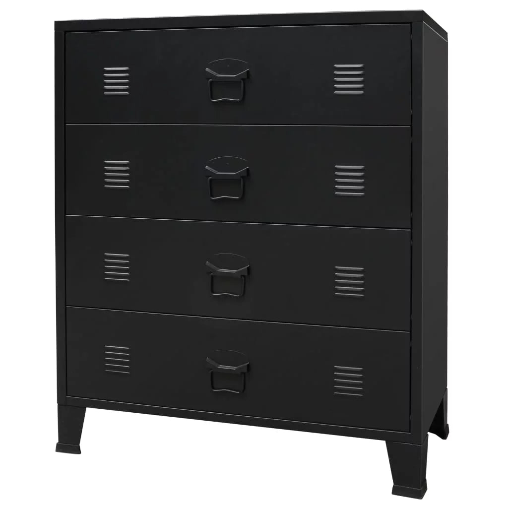 Metal Black Chest 36.6 D Entryway x Inches x with Room Side Industrial 15.7 Dresser Anself H) Furniture 4 Handles End x Living Drawer (W Decor x Bedroom 30.7 Cabinet Storage Hallway Style
