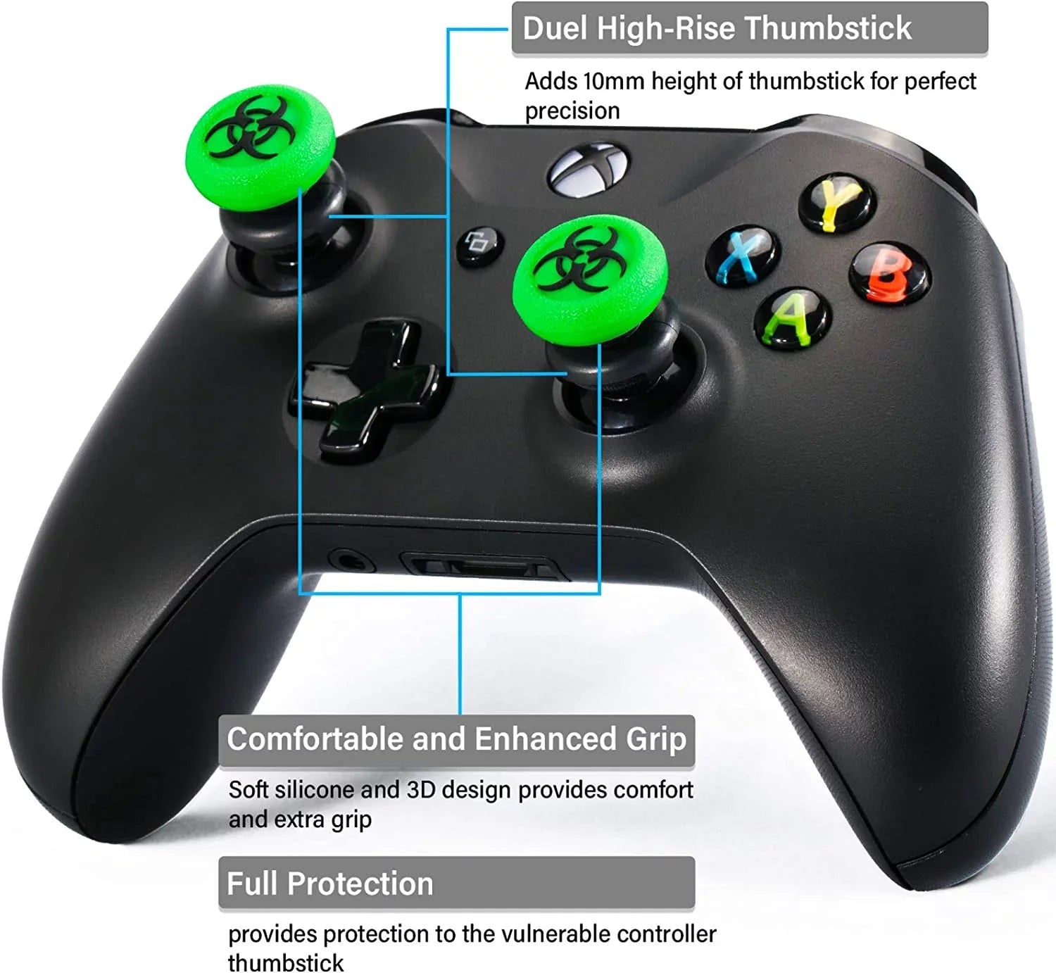Xbox 2 X/S Like New Green) Extender for BOLT Bundle Rubber Grip Texture & AXTION Sets Series 3D Controller(BioH & Cover Thumbstick One Xbox FPS Silicone