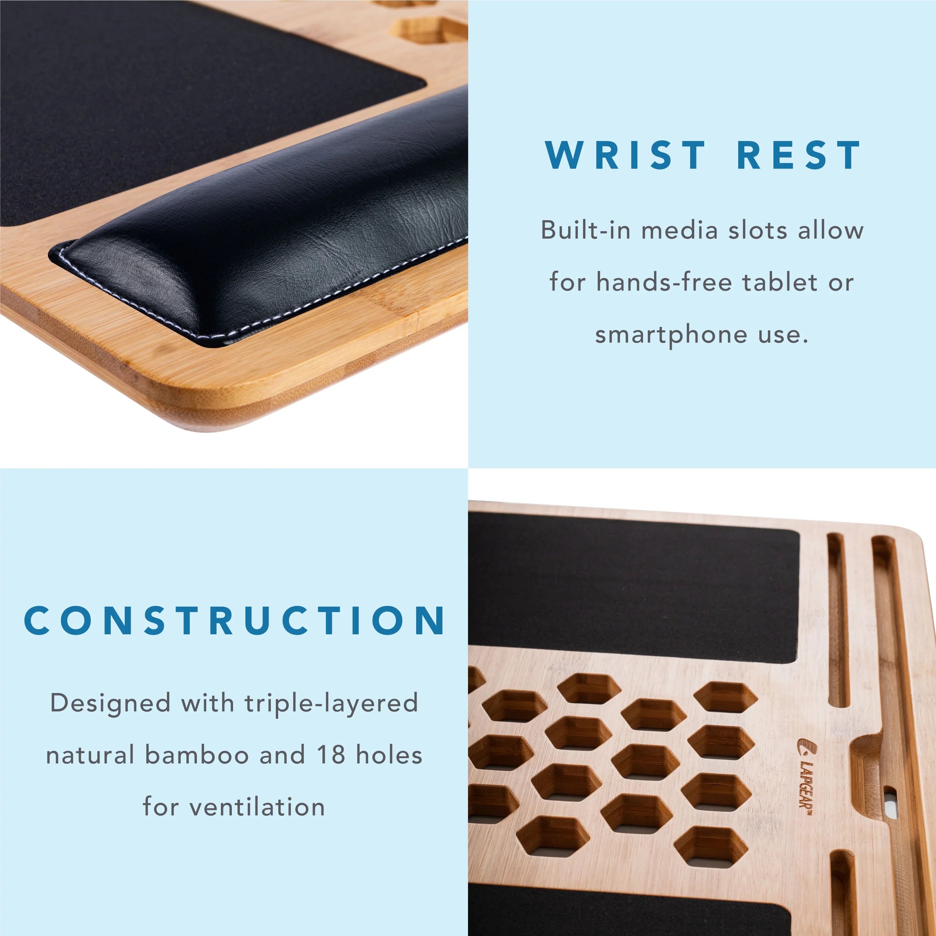 17.3-in to Lap Bamboo Laptop Natural, LapGear Pro up Fits Board,