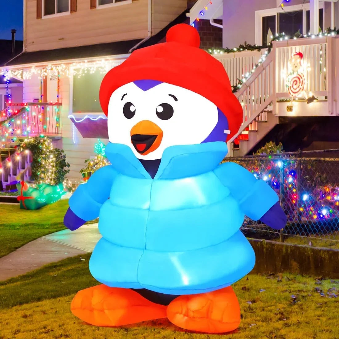 Clearance Penguin Inflatable Inflatable Christmas with Inflatable for Penguin 6 FT GOOSH Christmas Decorations Christmas Outdoor Hat, Decorations Outdoor Penguin LED Xmas Lights, Decorations with