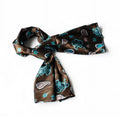 '- Paisley Flower Scarf/Wrap/Shawl Small Soft Pattern Blancho Dark Brown Extremely Elegant Silk &
