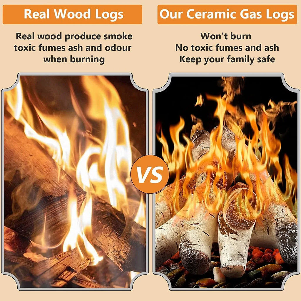 Vented, Inserts, Indoor Gas Decor Gas Gel, Fireplace, White Gas Logs, or Ceramic Pcs Logs Ethanol, 6 Fireplaces, Outdoor Indoor Electric Fireplace Fireplace Hisencn Birch for Propane, Gas