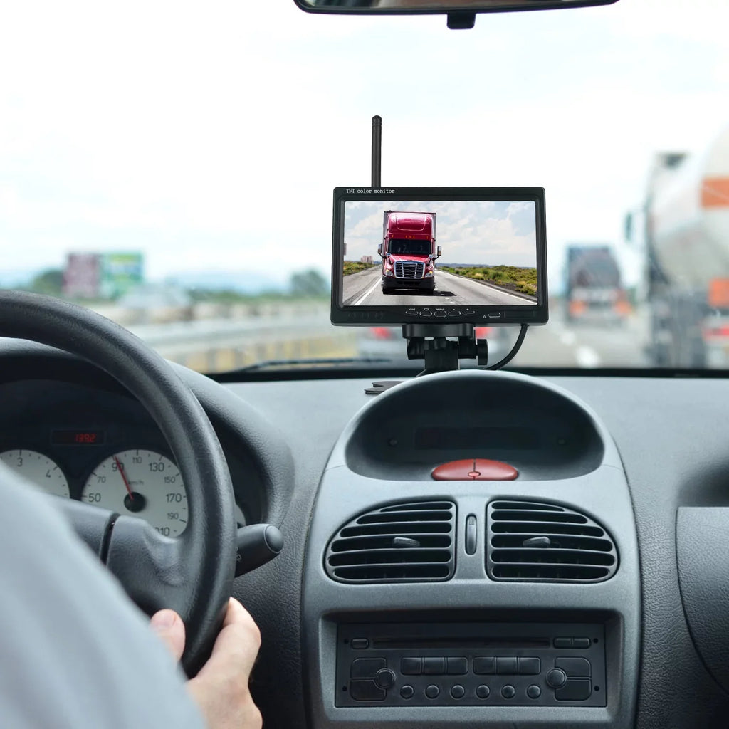 2.4G System Signal IP67 Van with Reverse Trunk SUV Vehicle Car Waterproof Car Screen Kit System Wireless View Parking Rear Backup Night 7In Camera for Vision Stable Monitor iMounTEK
