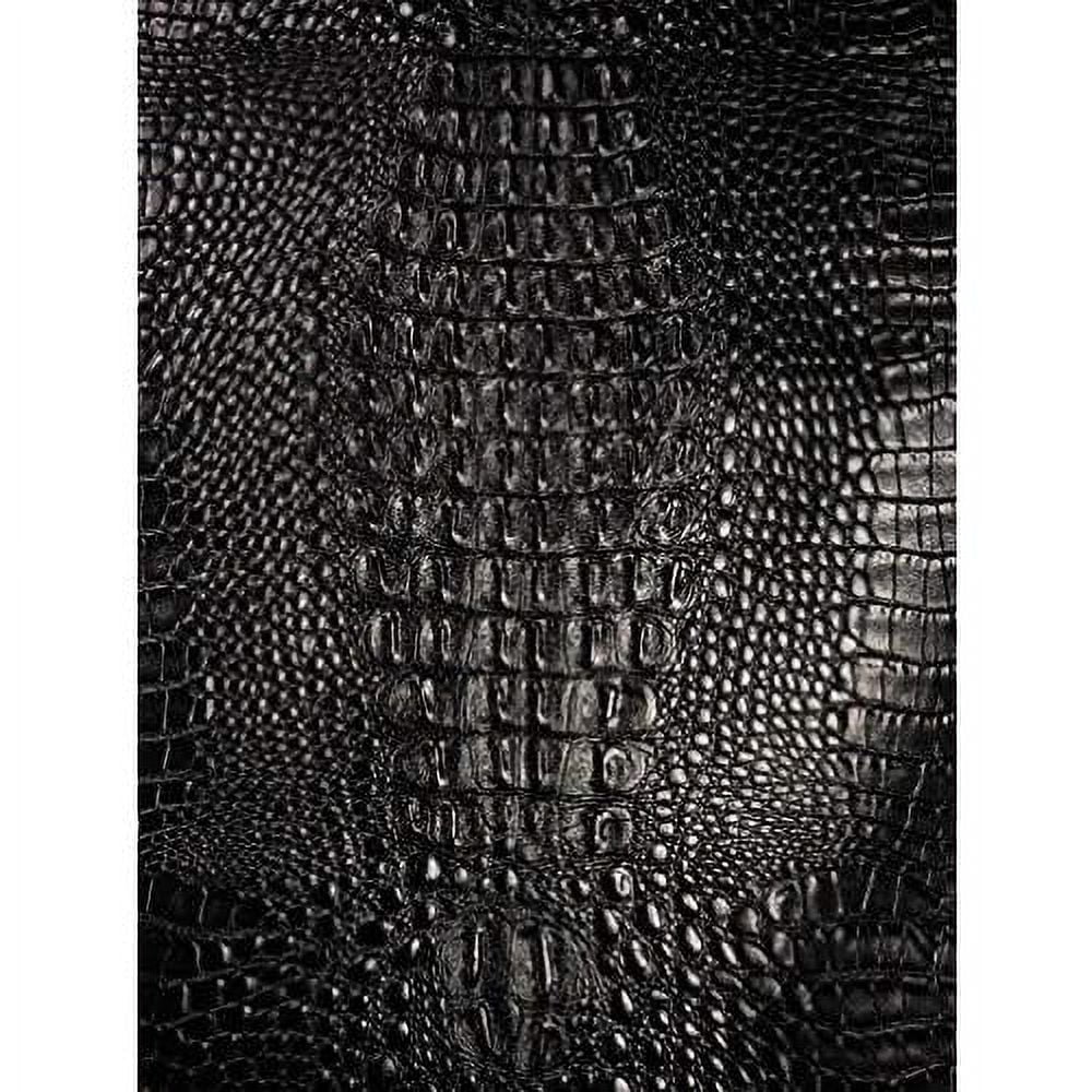 Vinyl Wide Fabric Leather Sold Black) By Yard Upholstery Glossy (SEMI Crocodile Fake 54" The