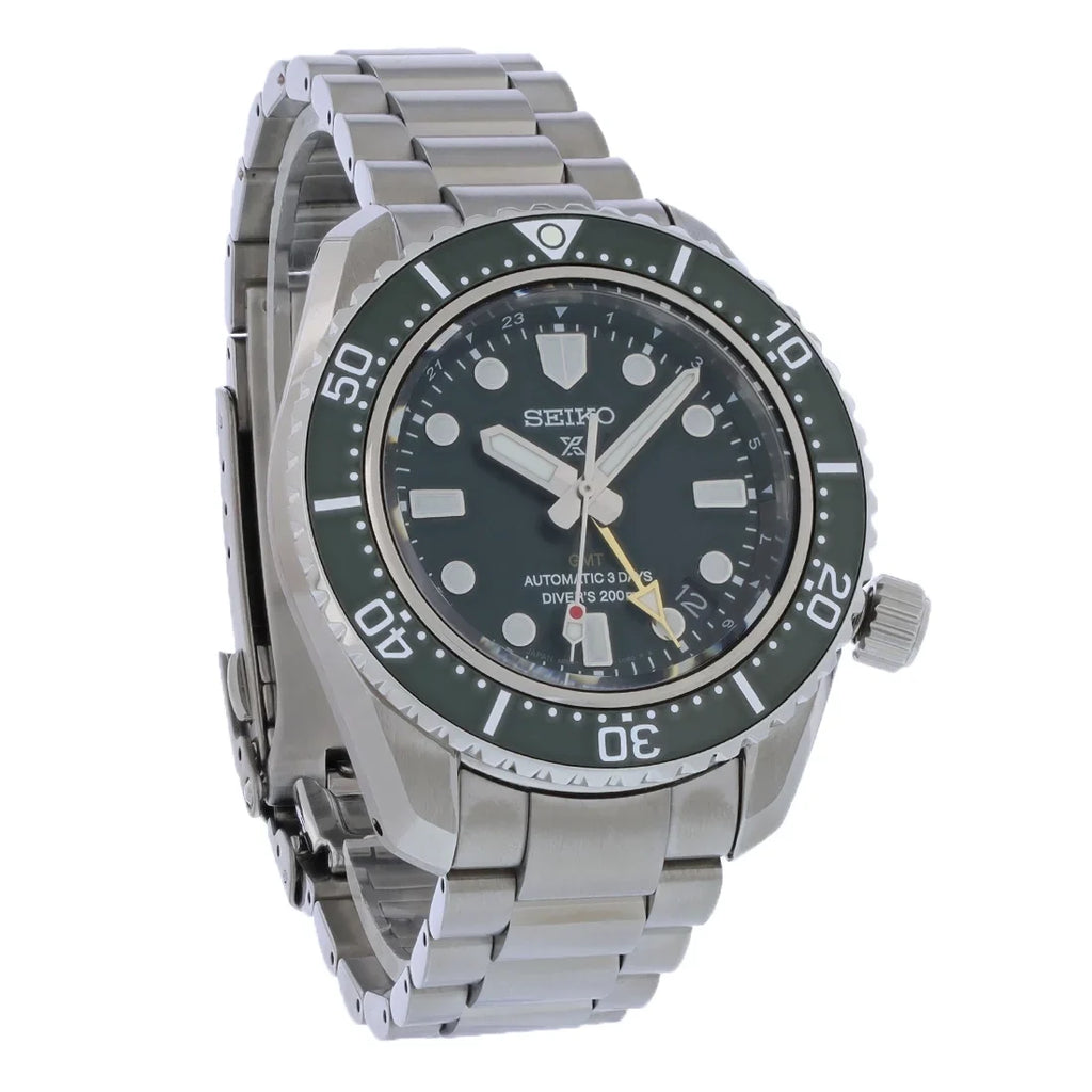 Stainless Automatic Watch Green Dial Prospex Seiko Mens Pre-Owned GMT SPB381