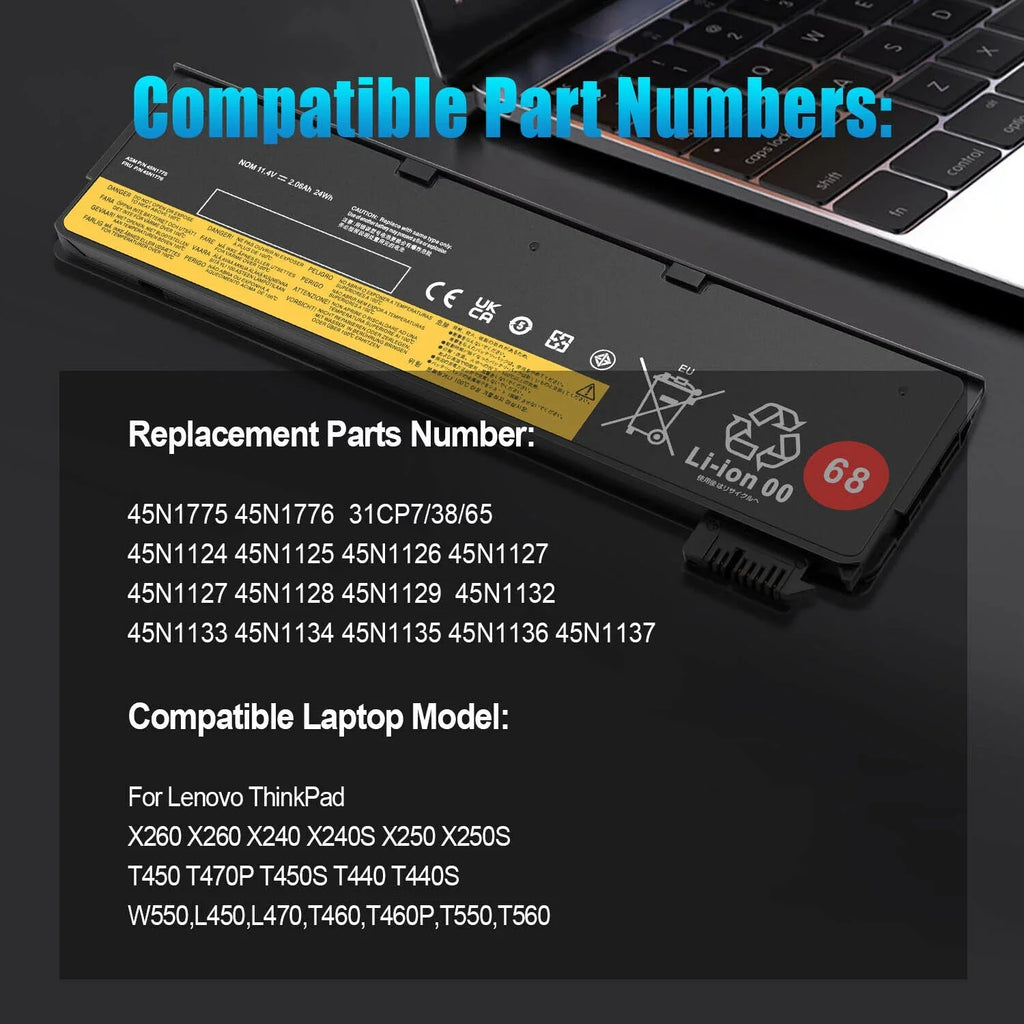 45N1127 T450s X250 T440 ThinkPad Lenovo Battery X240 for 45N1126 45N1127 68 10x