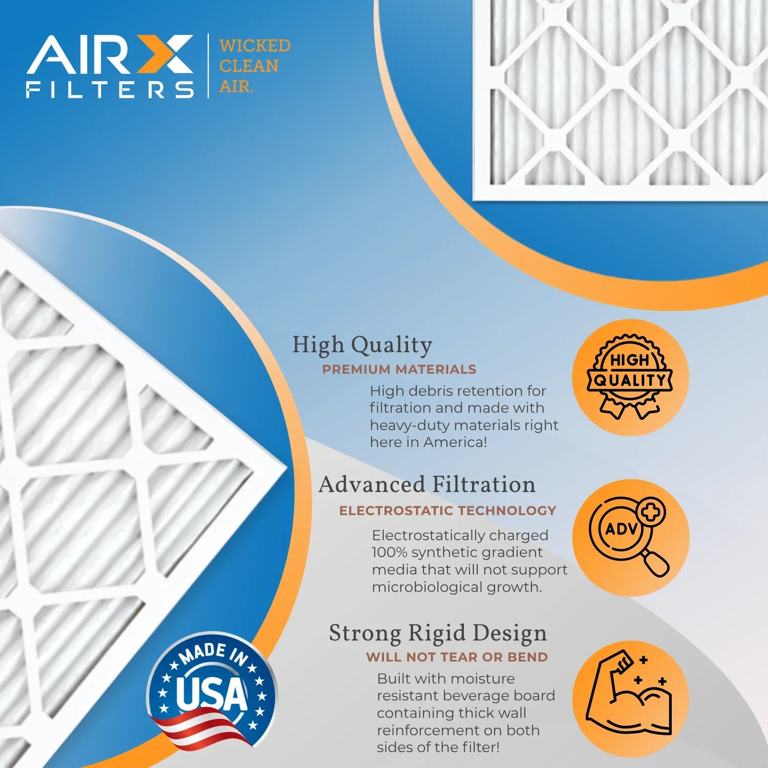 FPR Comparable - Filters & 8 in Made MPR Pack WICKED Filter Furnace FILTERS 12 to AIRX Rating, 5 USA CLEAN AIR. 14x24x1 Air 700 MERV by of