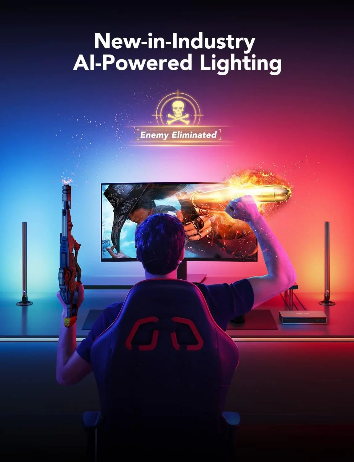 Monitors, Back Box 4K Monitor LED Google HDMI with 3 Light, Gaming Out Kit, Works Light HDMI2.0 CEC, 1 and In Assistant, for with RGBIC 27-34 Light Sync Alexa, inch Bars AI And Govee Box, Strip Gaming