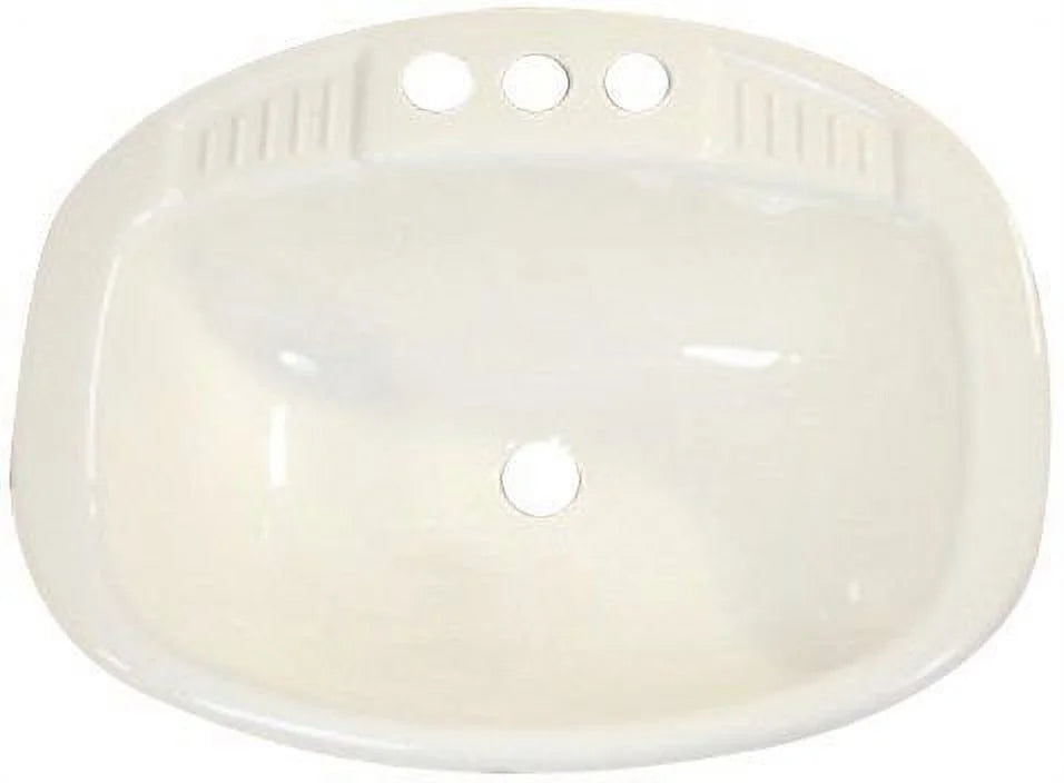 17 Single LaSalle Poly Bristol Bathroom x Lavatory Oval Sink, 16270PWA RV 20 in. White