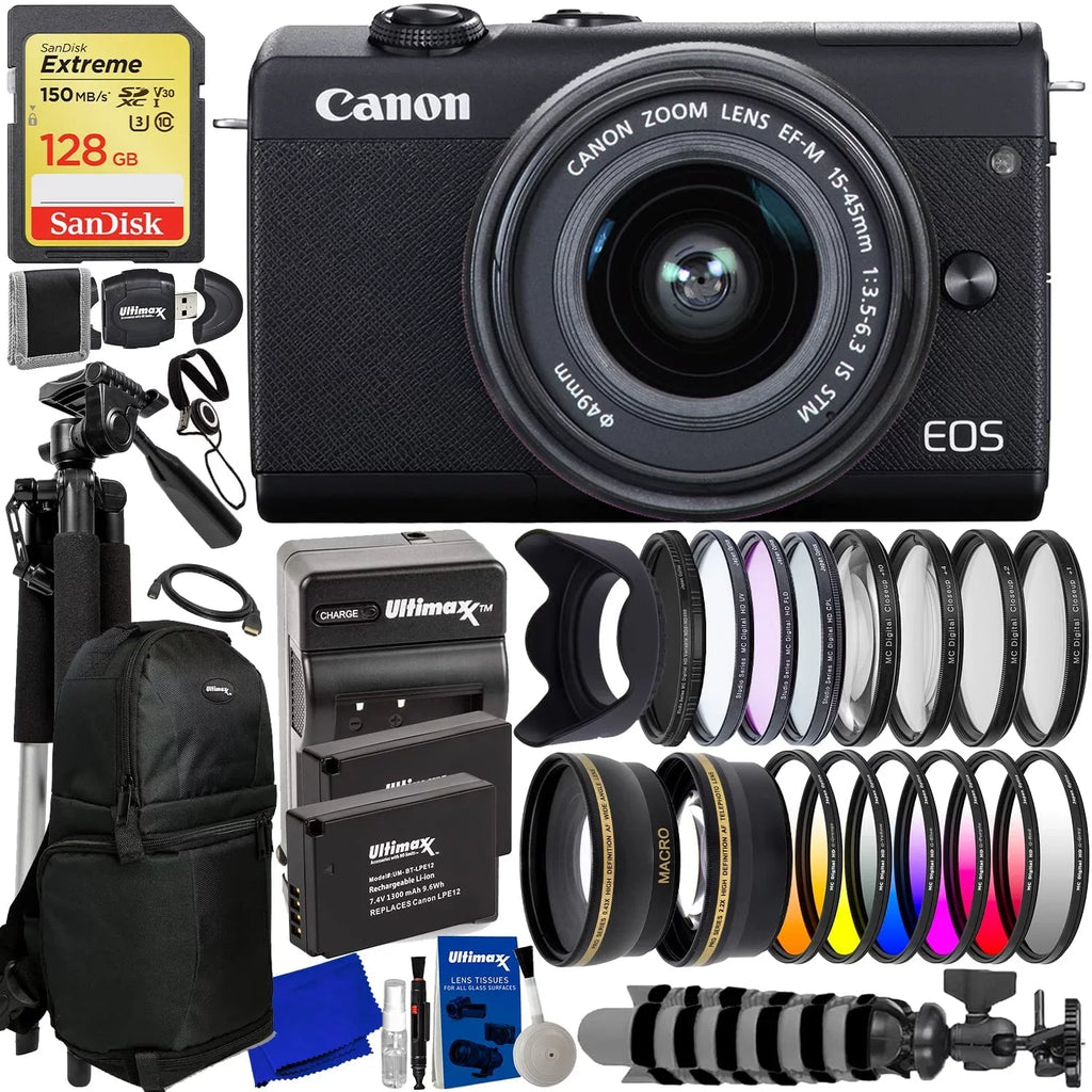 M200 (Black) EOS Accessory Bundle 20PC Digital 15-45mm Lens with Canon Camera -