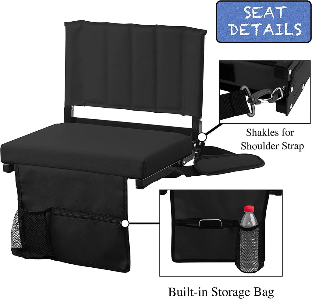 Bleachers Cushion Cup with Chairs CozyBox 2-Pack Foldable and Padded Stadium Stadium of for Seat Holder with Strap