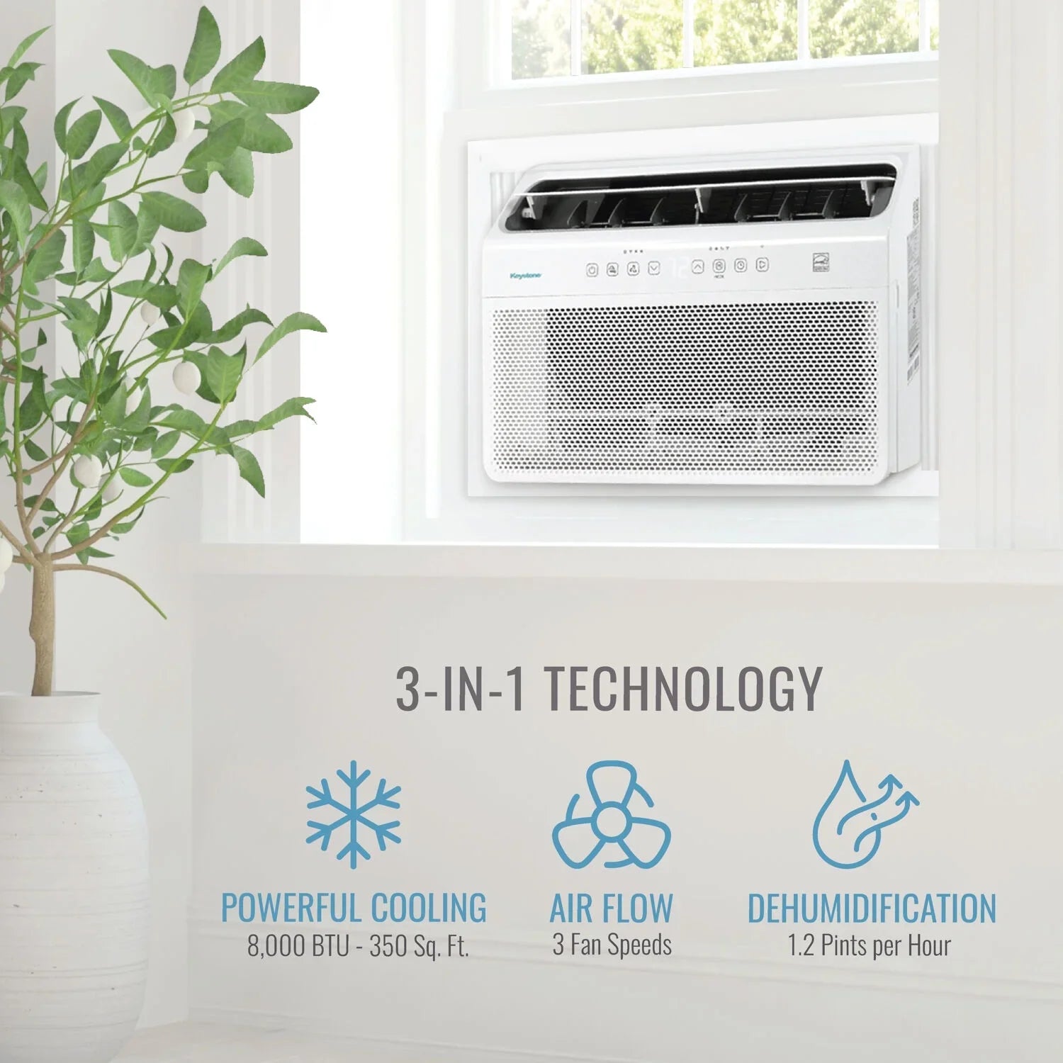 Control 8,000 Air Window BTU with Mounted Inverter Remote Keystone Conditioner