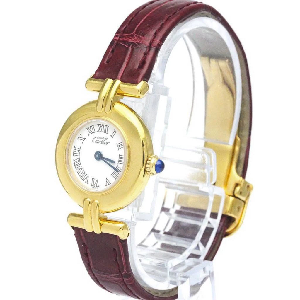 Plated Colisee Watch (Good) Gold Must BF568960 Leather Quartz Pre-Owned CARTIER Ladies