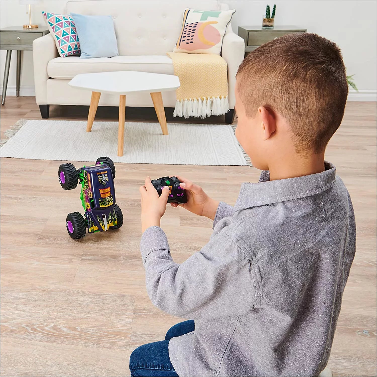 Adults, Car, Freestyle Monster Grave Monster Force, Kids for Remote Boys and 1:15 Official Toys Scale Jam, Control Digger Truck