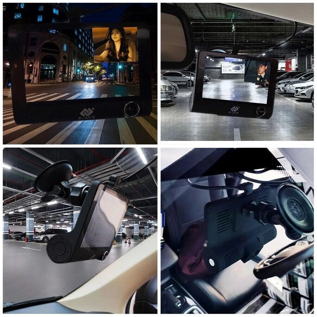 Detection 4" G-Sensor, Dash 1080P Motion Parking Dual Lens Car Front/Rear/Built-In DVR Recorder Monitoring Driving Xhy Video Camera HD Cam and
