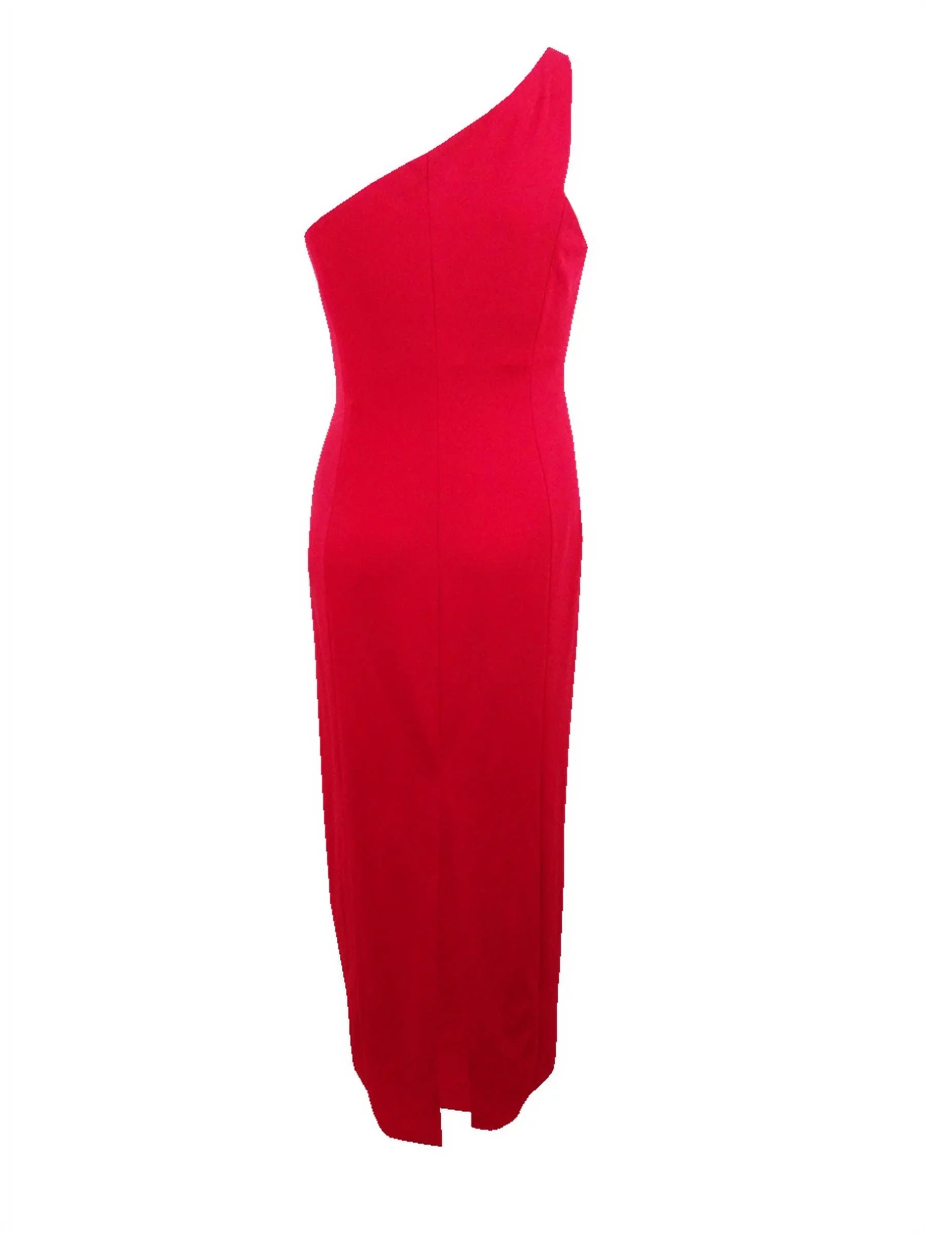 Red) One-Shoulder Slit Gown Women's (14, Klein Calvin