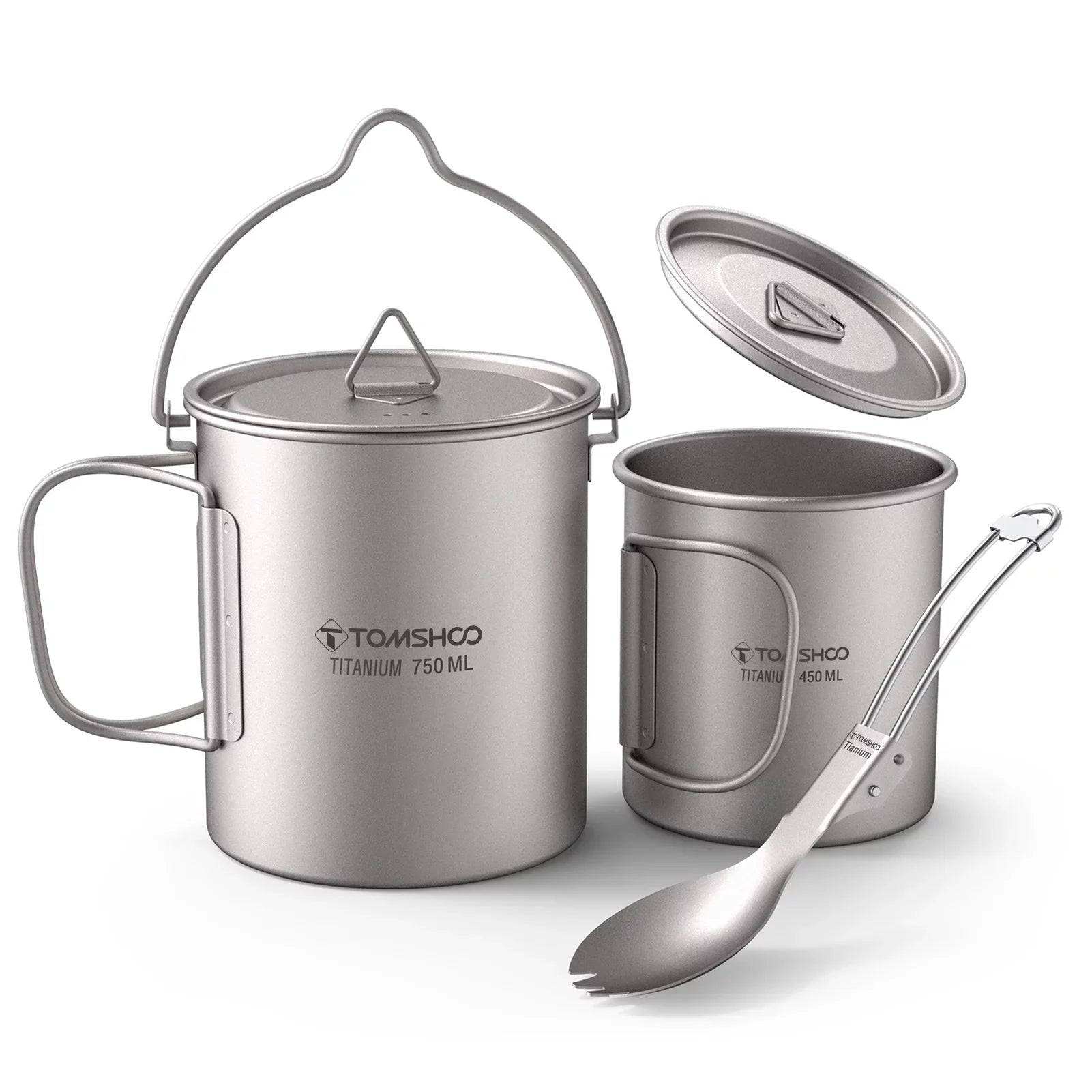 Coffee Open Handle Collapsible Handle With Pieces TOMSHOO Set Fire Ium Handle Lid Spork Lid 750ml Cup Set 750ml Water Pot Cup Adben cup Cup Lid 3 450ml kit,With With Pot