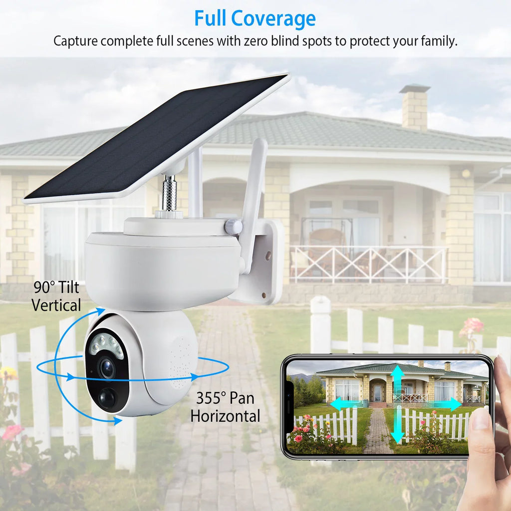 Outdoor Powered Camera Security Battery Audio for Light Wireless WIFI iMounTEK Solar Detection Night Vision Camera Surveillance Siren 2-Way Color 1080P Home Flood Human