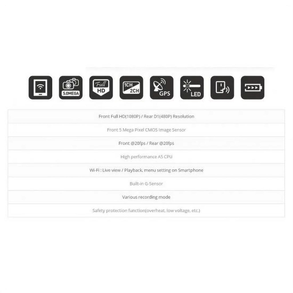 HD Black Angle cam Dual dash Car box cameras wide (Smart not Phone WinyTech Wi-Fi Included) 1080P