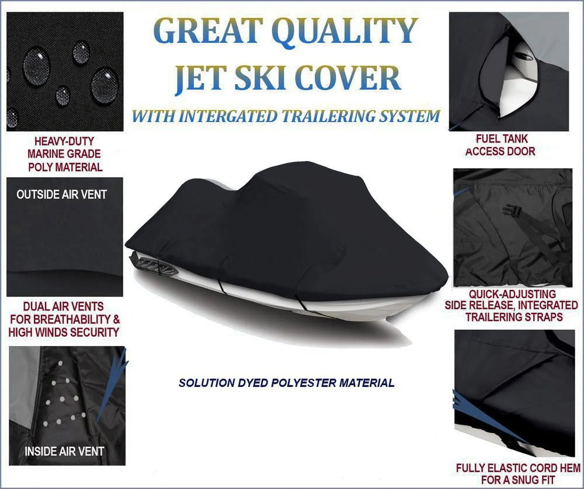 Ski BLACK 2013 300X Jet JetSki 600 2011 Ultra PWC Kawasaki Cover DENIER 2012 for Watercraft Compatible Cover