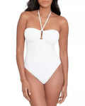 Size Womens Bandeau Ring Lauren Ralph LAUREN Crochet White 4 One-Piece