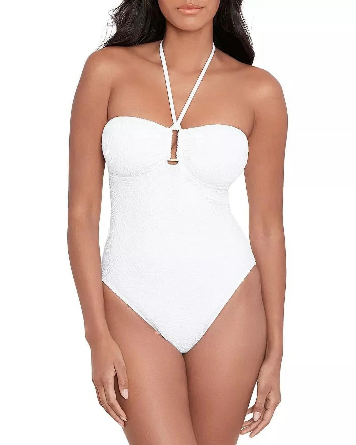 Size Womens Bandeau Ring Lauren Ralph LAUREN Crochet White 4 One-Piece
