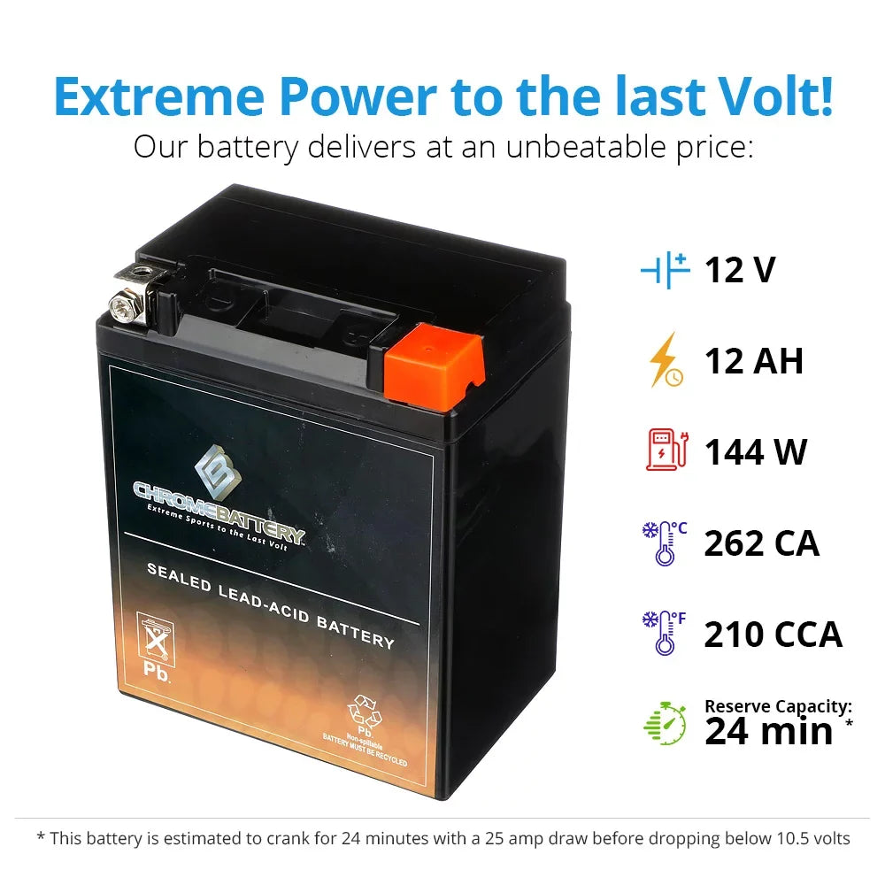 Chrome Models Ytx14Ahl-Bs All Battery Battery For Atv Arctic 300Cc Cat All Years
