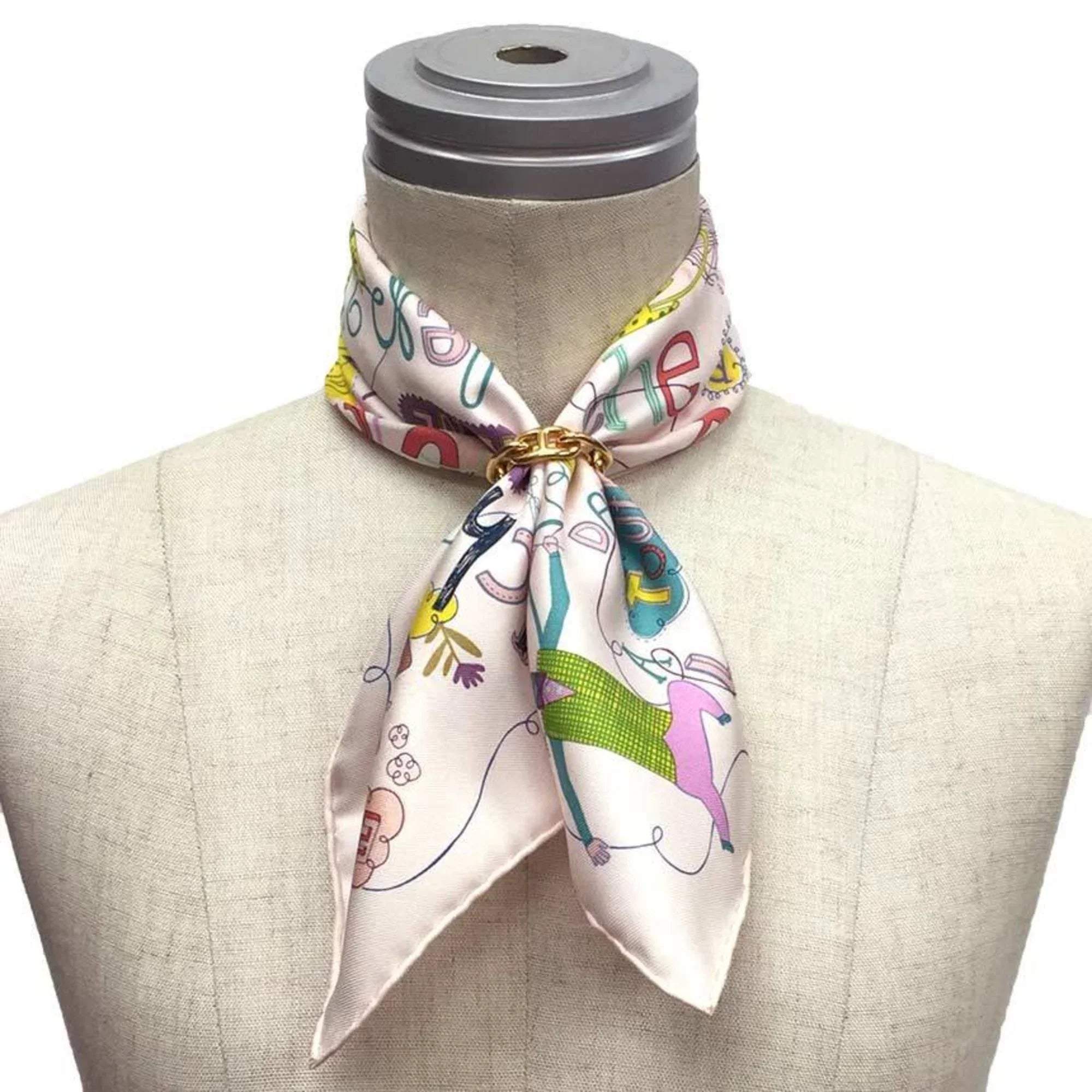 Silk Light Hermes Carre (Like HERMES 45 Confession ROSE New) Pink Scarf Pre-Owned CONFESSIONS 100% LES Muffler PALE/VERT/JA