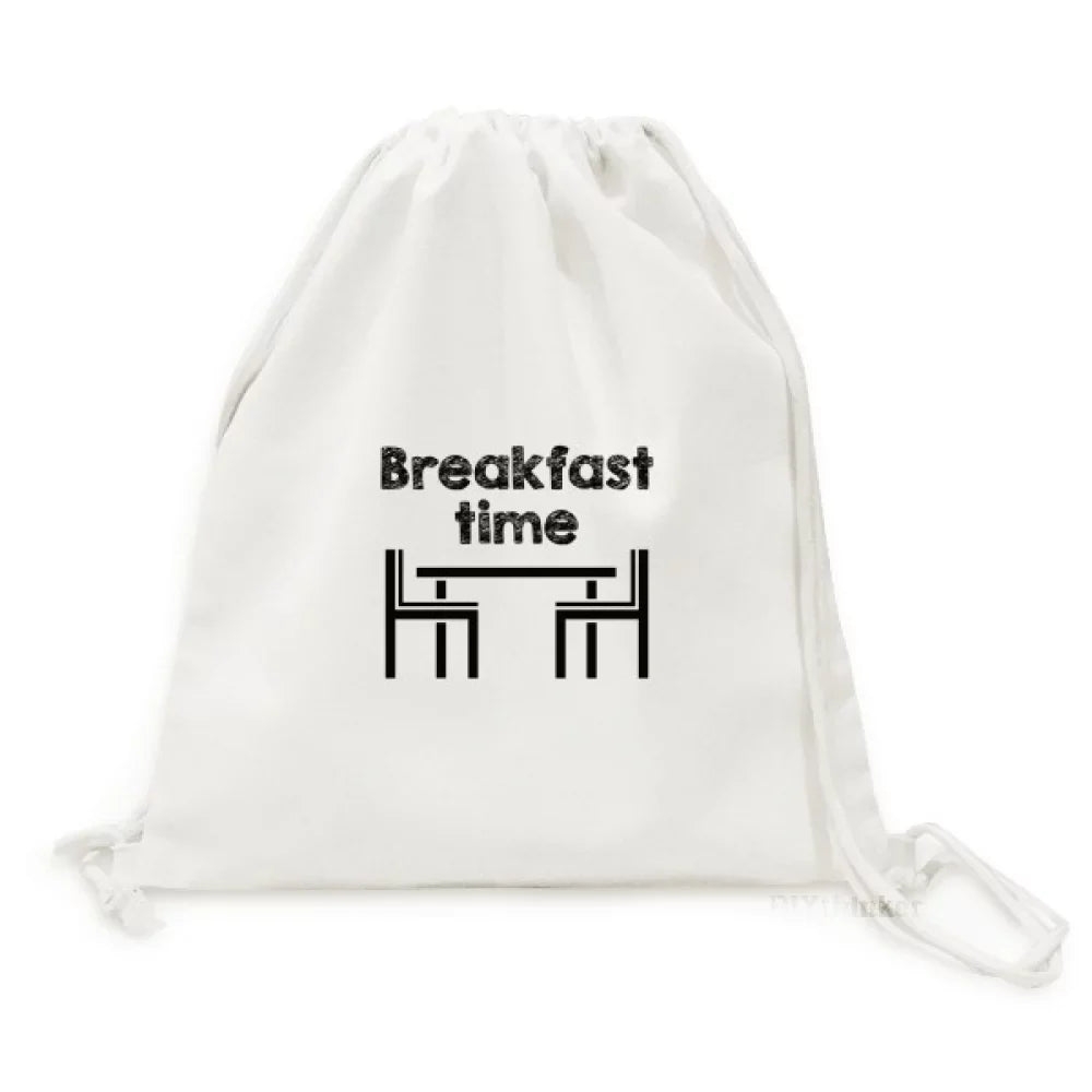 Language Mesh Culture Restaurant Shopping Drawstring Canvas Backpack Bag Sense Reusable Common English