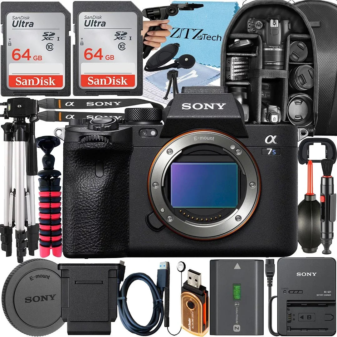'+ Backpack 64GB Sony Card a7S Memory + III Accessory + Bundle Mirrorless Pack Camera Tripod 2 + ZeeTech