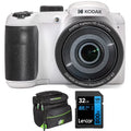 Camera 25X 800x Kodak Lexar with White Bundle Zoom, Memory Zoom Photo 32GB UHS-I Bag 16MP PIXPRO + Deco High-Performance Astro Card Digital Camera, Optical SDHC AZ255-WH