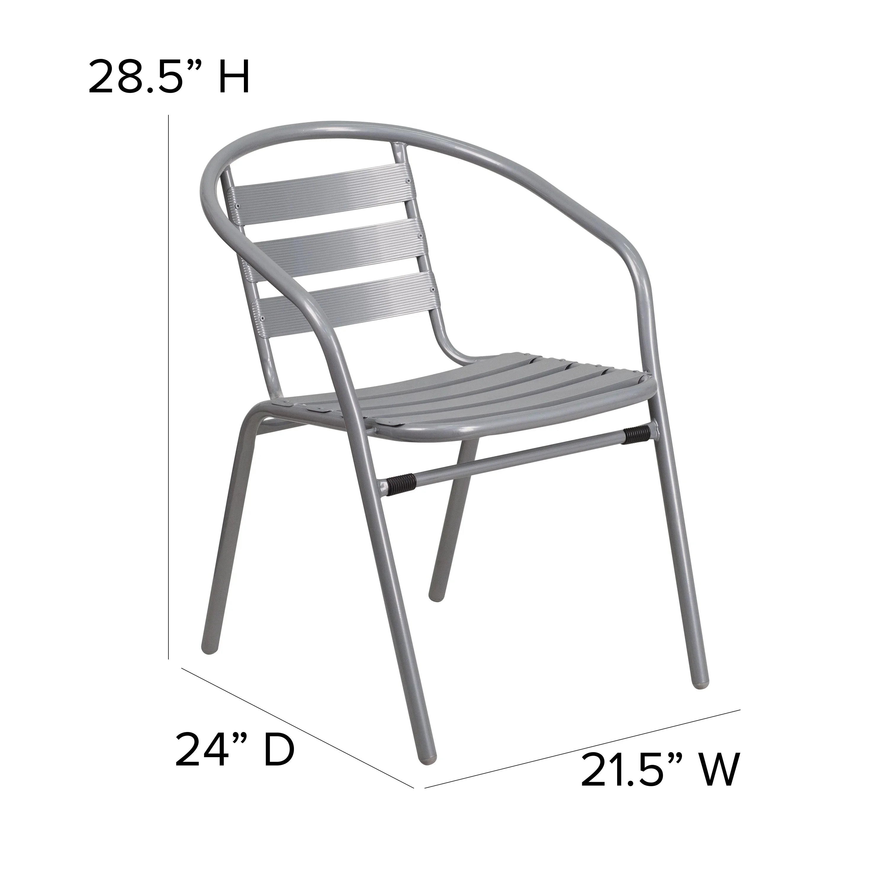 Stack Pack Slats with Silver Chair Flash Aluminum Metal Restaurant Furniture 4