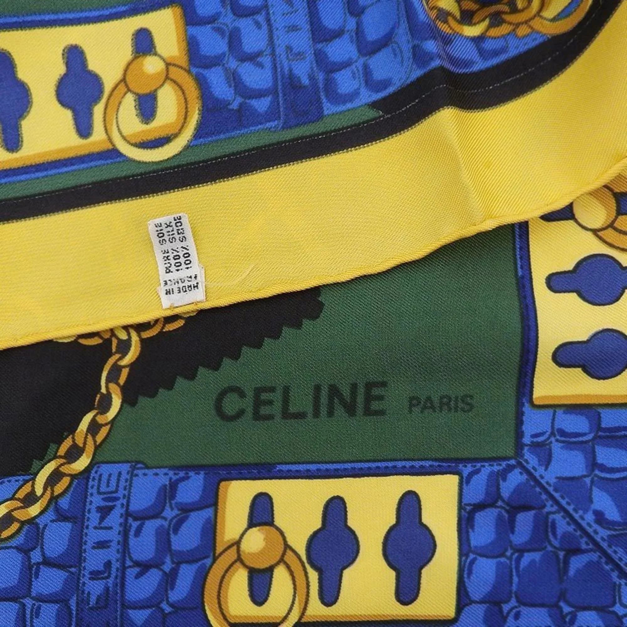 Celine silk leopard Authenticated scarf large Used multicolor print CELINE
